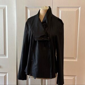 Tribal Black Asymmetric Zip-Front Moto Style Jacket Large-NWT